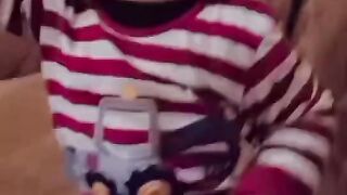 So cute baby use the phone 6 month age