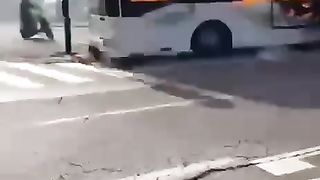 The bus caught fire????