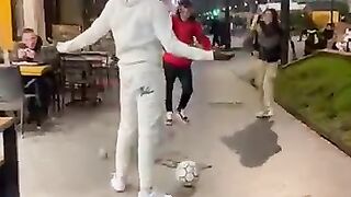 What a humilution funny kick foot ball
