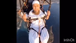 Man in air before jumping in the air