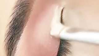 Shimer eye makeup.