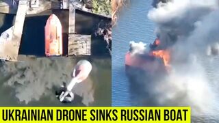 Ukrainian Drone Sinks Russian Boat in the Dnipro River