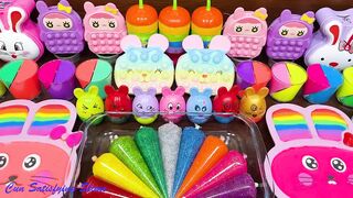 Mixing”Rainbow” Eyeshadow and Makeup,parts,glitter Into Slime!Satisfying Slime Video!★ASMR★