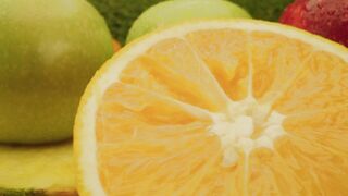 Different types of fresh fruit in presentation video