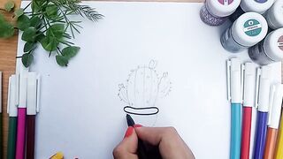 darw a cute cactus/cactus drawing easy/