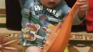 Children is singing song in washroom,funny baby,