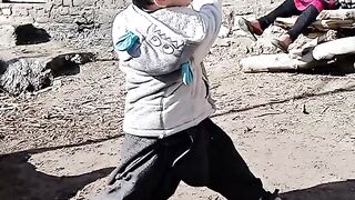 Cute baby playing cricket