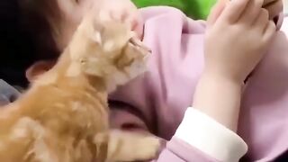 Baby and cat