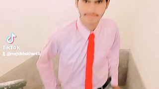 Making TikTok video in college