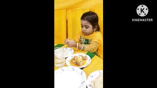 Beautiful girl having food