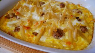 Запеканка на Ужин из Макарон с Фрикадельками и Сыром в заливке