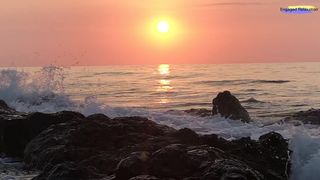 Beautiful view of sunset with soul music . relaxing your self with nature