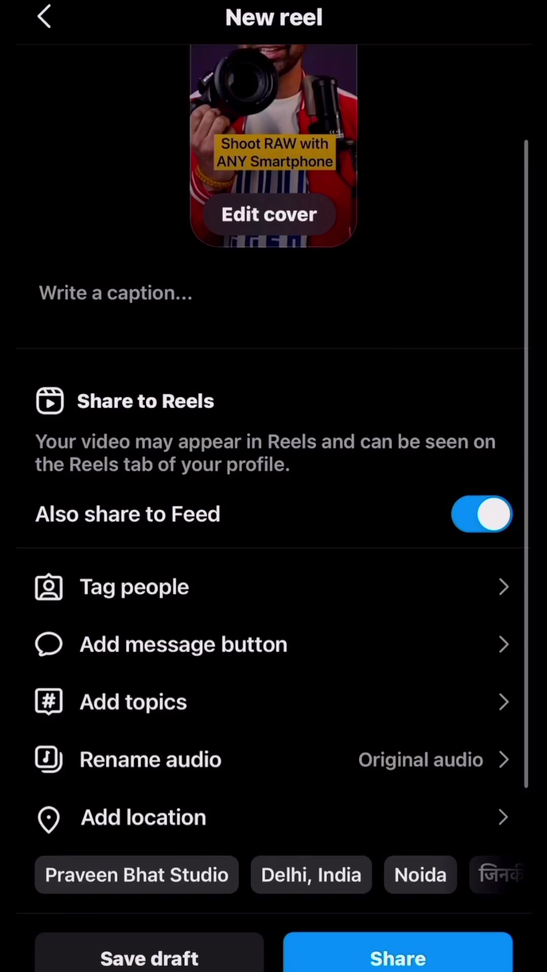 Reels Upload Settings by mursleen670