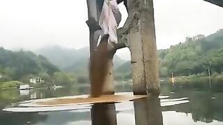 What He Is Throwing Into The Water????????.#shorts #virals