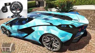 GTA5 | Lamborghini Sian Realistic City Driving | Steering wheel + Paddle shifter gameplay
