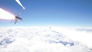 Cruise missile fly above the cloud