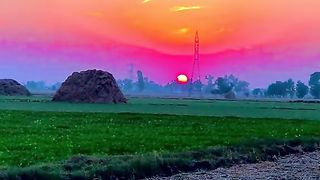 Sun set scene in village