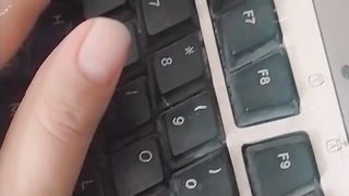 Fatima learning alphabets on key board