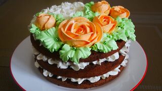 Шоколадный торт с апельсиновым зефиром Зефирные цветы  Цветы из зефира