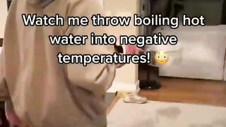 Throwing hot boiling water into negative temperature