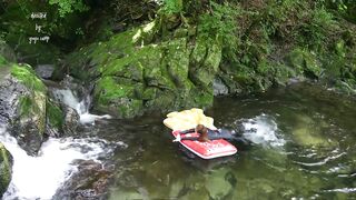 Car camping alone in the nature of the primitive deep hidden forest ????natural swimming pool