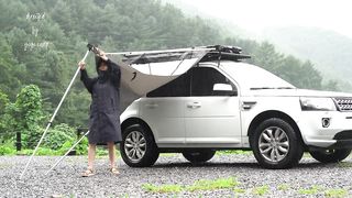 Heavy rain mountain top solo car camping /non stoping rain sound for relaxing