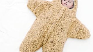 Baby Starfish Lamb Velvet Sleeping Bag Comfortable Newborn Baby Male And Female Baby Outing Winter Quilt Plus Cotton Thickening