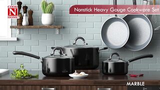 Cook N Home 8-Piece Nonstick Heavy Gauge Cookware Set, Marble