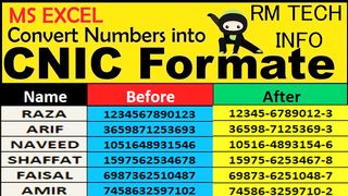How to Convert Numbers into CNIC Format in Excel