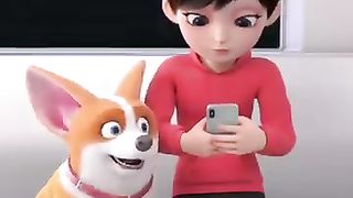 Dog like too watching mobile