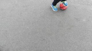 Football practice with soccer ball