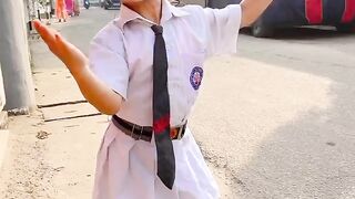 Adhayashree dance on school dress