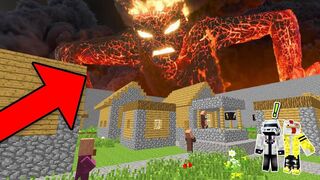 UN GIGANTE DE LAVA DESTRUYE UN PUEBLO ENTERO EN MINECRAFT ????????!!