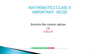 class 10 mathematics important MCQS Fbise