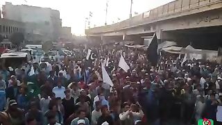 Tehreek-e-Insaf's peace march in solidarity with martyrs in Khyber Pakhtunkhwa Peshawar bomb blast at Banaras Chowk.