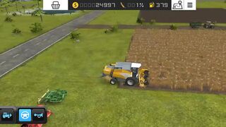 Wheat cutting tractor trali farming android game
