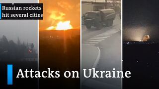 Footage of the first hours of Russia's attacks on Ukraine