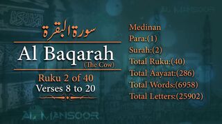 Surah Al Baqarah _ Ruku 2 _ Verse 8 to 20 _