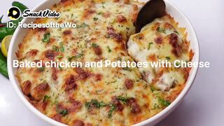 Baked chicken and Potatoes with cheese topping delicious Recipes