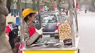 beautiful B-tech engineer girl selling air fried golgappe