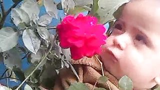 Cute baby with roes
