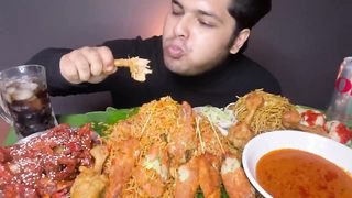EATING CHICKEN BIRYANI+DAHI PURI+CHILLY POTATO+CHOWMEIN+CHICKEN LOLLIPOP+MOMOS | EATING SHOW|MUKBANG