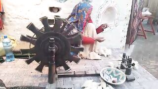 Oon sy dhaga bnana lok virsa islamabad Thread making from sheep hair