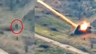 Ukrainian forces using Stugna-P, destroy Russian infantry