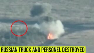 Ukrainian National Guards destroyed a truck belonging to the Russian military in Donbas