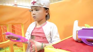 Family fun Indoor playground for kids at play area - Video for kids and pretend play toys