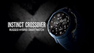 Garmin Instinct Crossover, Rugged Hybrid Smartwatch, Analog Hands and Digital Display, Black
