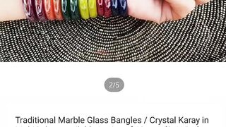 Traditional Marble Glass Bangles Crystal Karay in MultiColour available in size #darazpk #shorts