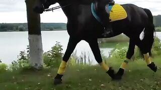 Девушка на лошади!