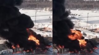 Fire rages on at key oil base in Russia amid wave of 'sabotage' blasts